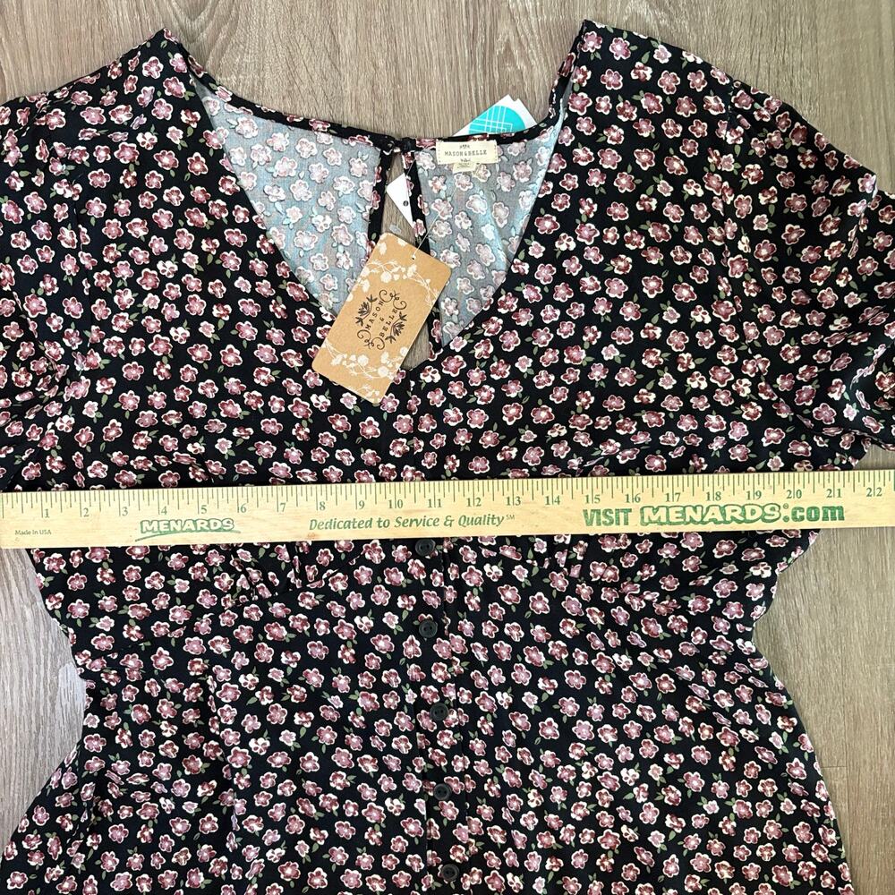 Mason & Belle Floral Long Sleeve Button Front Dress Women’s XXL Black Pink NWT - Picture 6 of 10